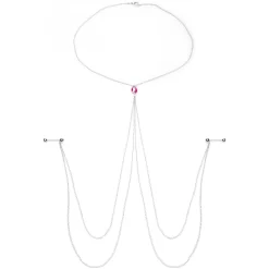 Rue Red Gem Necklace To Nipple Chain Created With Crystals