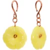 Handcrafted Copper Plated Yellow Butter Jade Flower Ear Weights