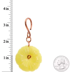 Handcrafted Copper Plated Yellow Butter Jade Flower Ear Weights -Body Jewelry Store HC 7027.otherimage2