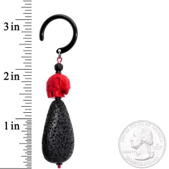 Handcrafted Black IP Black Lava Stone Red Elephant Ear Weights -Body Jewelry Store HC 7031.otherimage2