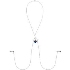 Blue Dangle Necklace Nipple Chain Created With Crystals