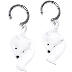 Body Jewelry Store 15 Handcrafted White Glass Arctic Fox Ear Weights