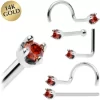 Solid 14KT White Gold (January) 1.5mm Genuine Red Diamond Nose Ring