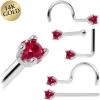Solid 14KT White Gold 1.5mm Diamond Cut Genuine Ruby Nose Ring