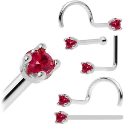 Solid 14KT White Gold 1.5mm Diamond Cut Genuine Ruby Nose Ring -Body Jewelry Store NS 14W RU 15 copy 8594f345 143f 458c 90e6 f3113f4f83da