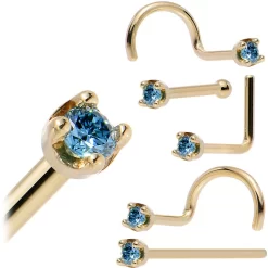 Solid 14KT Yellow Gold (September) 1.5mm Genuine Blue Diamond Nose Ring 23 Solid 14KT Yellow Gold (September) 1.5mm Genuine Blue Diamond Nose Ring -Body Jewelry Store NS 14Y D 15BL copy