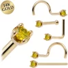 Solid 14KT Yellow Gold (November) 1.5mm Genuine Yellow Diamond Nose Ring