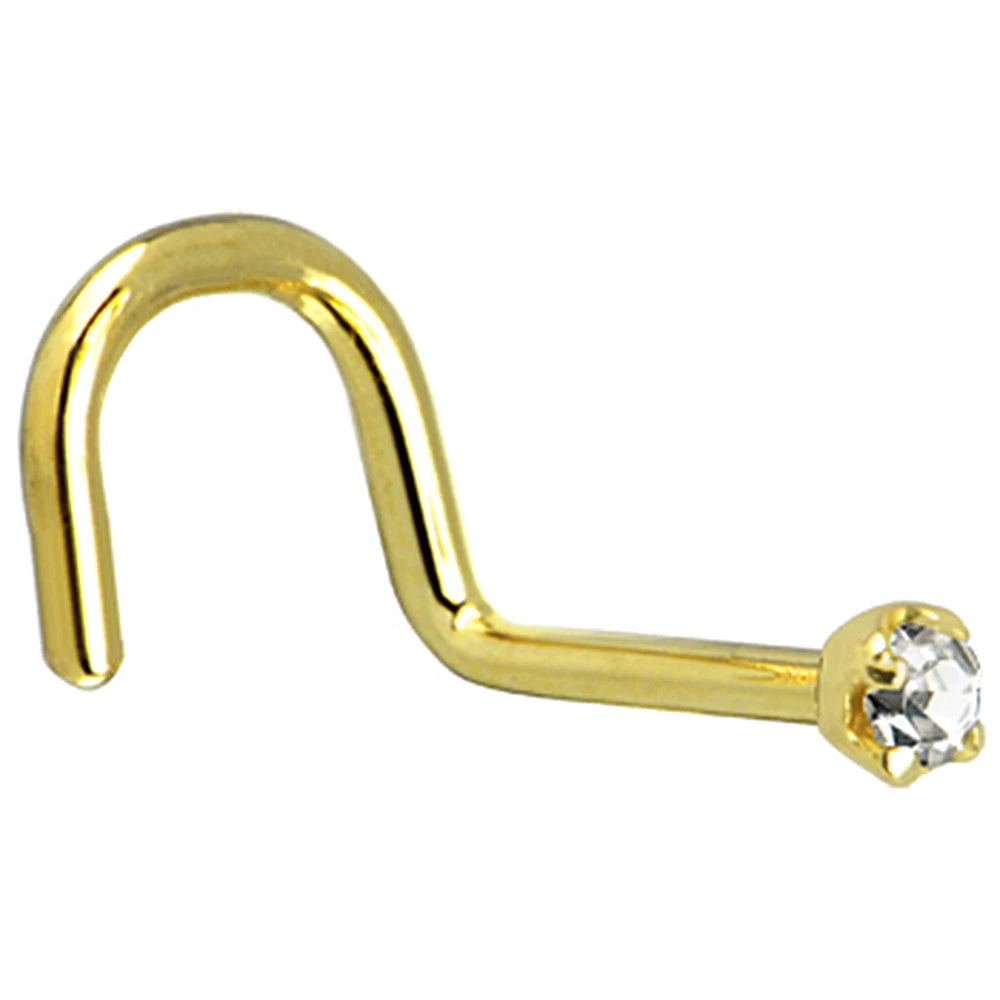 Solid 14KT Yellow Gold (April) 2mm Genuine Diamond Nose Ring 2 Solid 14KT Yellow Gold (April) 2mm Genuine Diamond Nose Ring - Image 2
