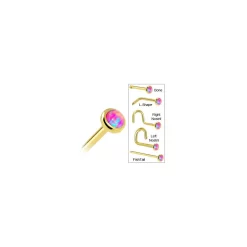 Solid 14KT Yellow Gold 2mm Fuchsia Synthetic Opal Nose Ring -Body Jewelry Store NS 14Y FUO 2 ad479f1b e867 4ee5 9878 ea2c55510d68