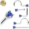 Solid 18KT White Gold (September) 1.5mm Genuine Blue Sapphire Nose Ring
