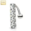 14kt Solid White Gold Cubic Zirconia Quintet Top Mount Belly Ring