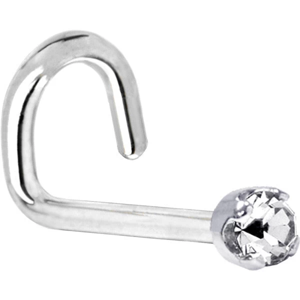 Solid 14KT White Gold (April) 2mm Genuine Diamond Nose Ring 5 Solid 14KT White Gold (April) 2mm Genuine Diamond Nose Ring - Image 5