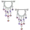 14 Gauge 3/4 Aurora Gem Horseshoe Arc Dangle Nipple Shield Set