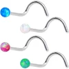 Gaby Multi Color 2.5mm Synthetic Opal Ball Left Nose Screw 4 Pack Set