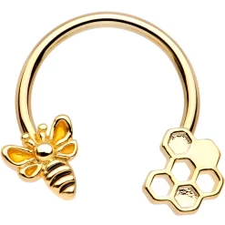 14 Gauge 9/16 Gold PVD Touch Of Honey Horseshoe Circular Barbell