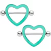 3/4 Green Glow In The Dark Valentine Heart Nipple Shield Set