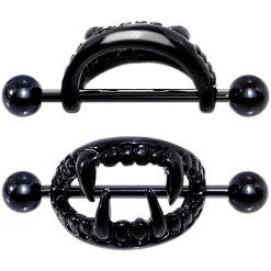Gaby 14 Gauge 5/8 Black Fearsome Fangs Nipple Shield Set