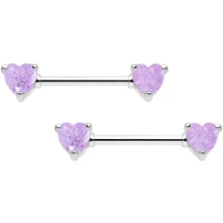 14 Gauge Purple CZ Gem Heart Captive Ring Barbell Nipple Ring Set -Body Jewelry Store dcgdis2zsrrhfkez8hew