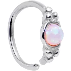18 Gauge 5/16 Pink Synthetic Opal Seamless Circular Ring