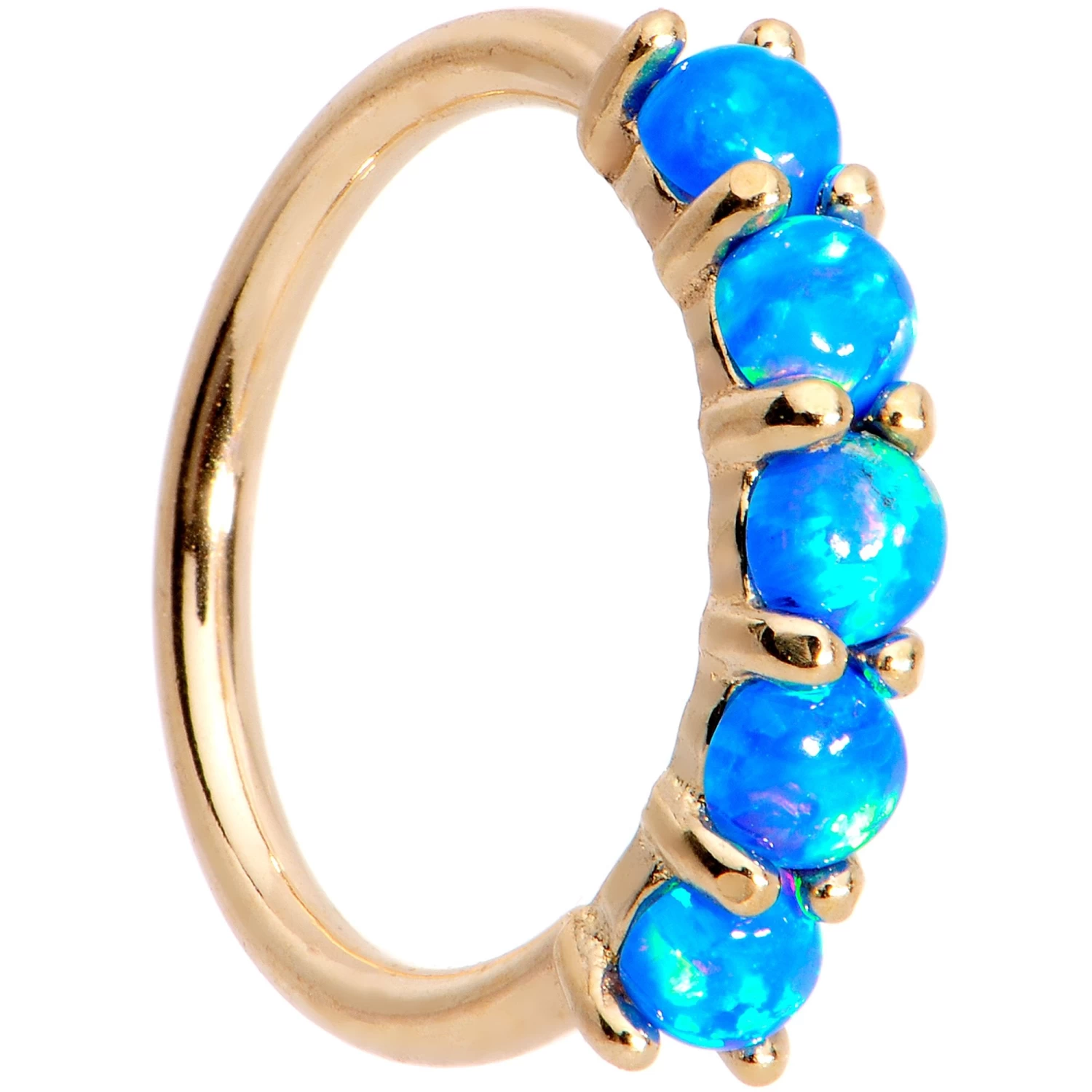 18 Gauge Blue Synthetic Opal 14kt Yellow Gold Seamless Circular Ring 1 18 Gauge Blue Synthetic Opal 14kt Yellow Gold Seamless Circular Ring