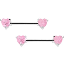 14 Gauge Pink CZ Gem Heart Captive Ring Barbell Nipple Ring Set -Body Jewelry Store g05ljlgrped2tw3qvakt