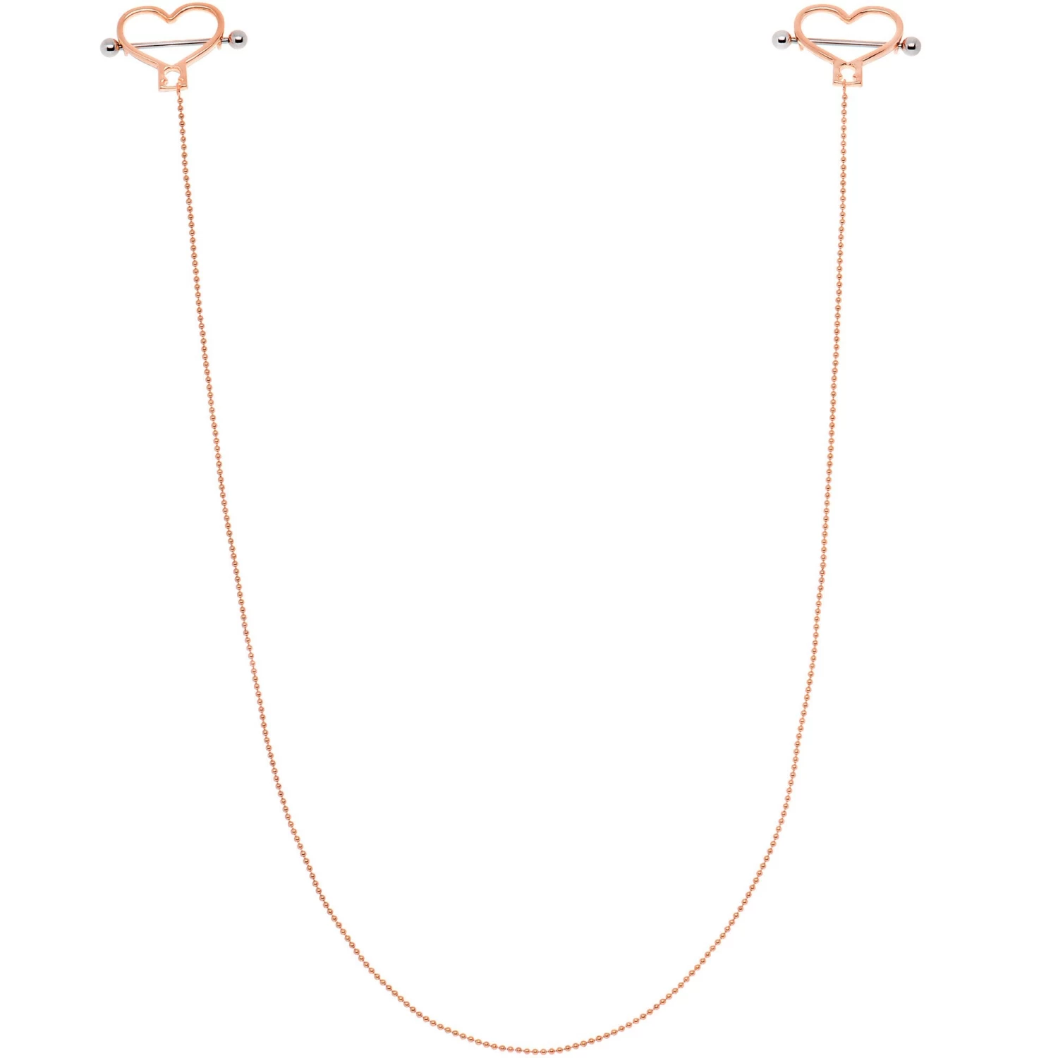 Rose Gold Tone Heart To Heart Dangle Nipple Chain 2 Rose Gold Tone Heart To Heart Dangle Nipple Chain - Image 2