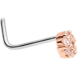 1/4 Clear CZ Gem Rose Gold Tone Cute Cluster L Shaped Nose Ring -Body Jewelry Store gypl0rrccmp1j2l4isaj 32be32b8 4c5e 45ee 87f6 766c5836127d