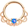 16 Gauge 5/16 Blue Faux Opal Rose Gold Plated Seamless Circular Ring