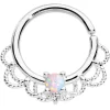 16 Gauge 5/16 White Faux Opal Platinum Plated Seamless Circular Ring