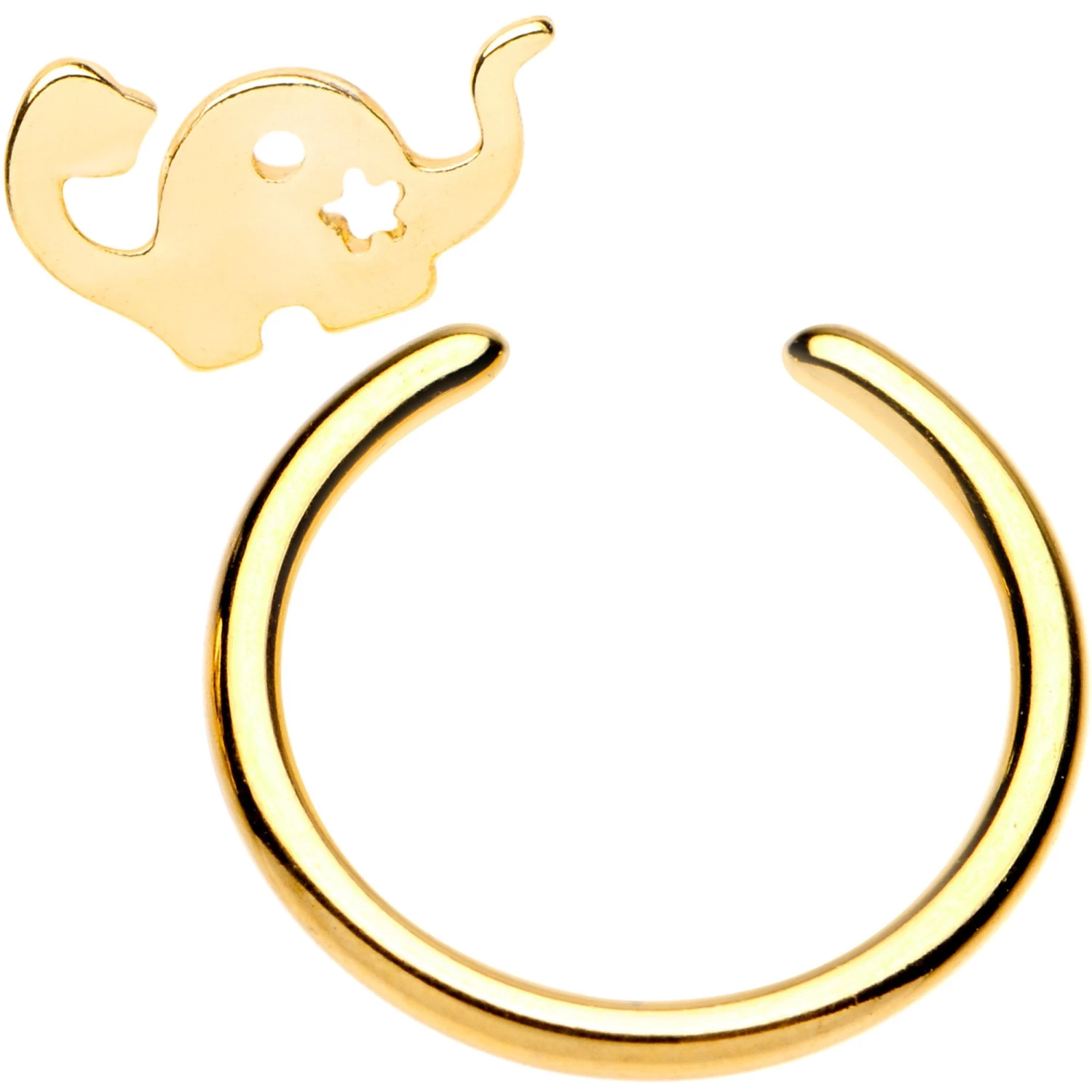 14 Gauge 3/8 Gold Tone IP Dinosaur Brontosaurus BCR Captive Ring 2 14 Gauge 3/8 Gold Tone IP Dinosaur Brontosaurus BCR Captive Ring - Image 2