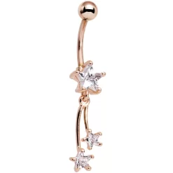 Gaby Clear CZ Gem Rose Gold Anodized Shooting Star Dangle Belly Ring