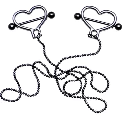 Black Anodized Heart To Heart Dangle Nipple Chain