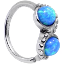 18 Gauge 5/16 Blue Synthetic Opal Duet Seamless Circular Ring