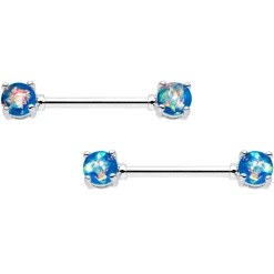 14 Gauge Blue Green Faux Opal Captive Ring Barbell Nipple Ring Set -Body Jewelry Store lucbfmicmsi8og5t7ar6
