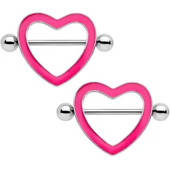 3/4 Pink Glow In The Dark Valentine Heart Nipple Shield Set