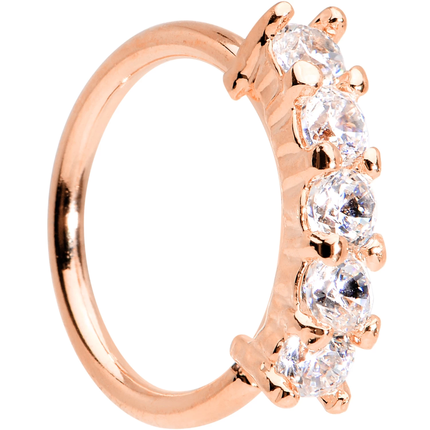 18 Gauge 5/16 Clear CZ Rose Gold IP Quintet Seamless Circular Ring 1 18 Gauge 5/16 Clear CZ Rose Gold IP Quintet Seamless Circular Ring