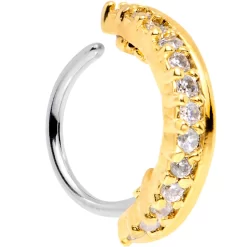 18 Gauge Clear CZ Gem Gold Tone Sleek Seamless Circular Ring