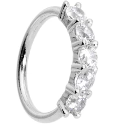 18 Gauge 1/4 Clear CZ Gem 14kt White Gold Seamless Circular Ring
