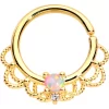 16 Gauge 5/16 White Faux Opal Gold Plated Seamless Circular Ring