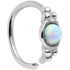 18 Gauge 5/16 White Synthetic Opal Seamless Circular Ring