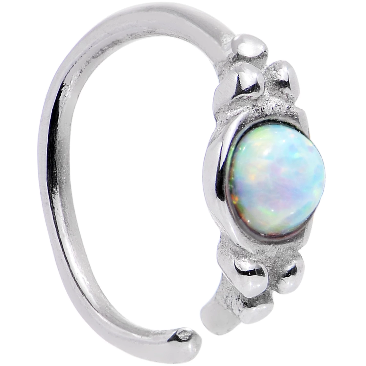 18 Gauge 5/16 White Synthetic Opal Seamless Circular Ring 1 18 Gauge 5/16 White Synthetic Opal Seamless Circular Ring