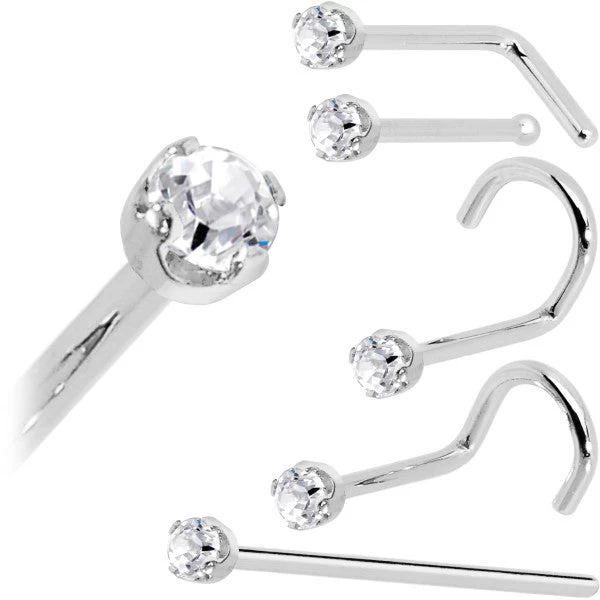 Solid 14KT White Gold (April) 2mm Genuine Diamond Nose Ring 7 Solid 14KT White Gold (April) 2mm Genuine Diamond Nose Ring - Image 7