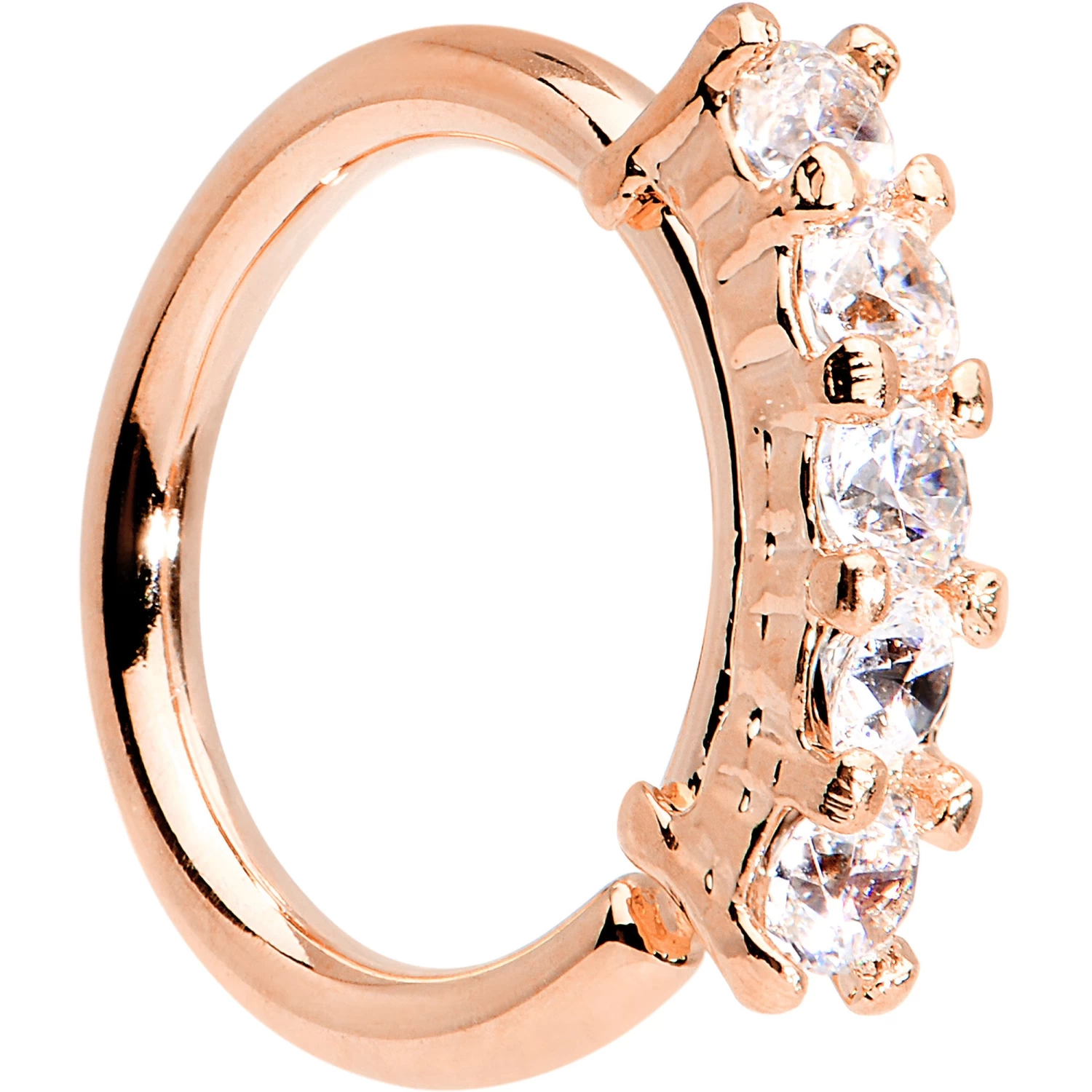 16 Gauge 5/16 Clear CZ Rose Gold IP Quintet Seamless Circular Ring 1 16 Gauge 5/16 Clear CZ Rose Gold IP Quintet Seamless Circular Ring