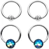 Gaby 14 Gauge Clear Gem Mermaid Scale BCR Captive Nipple Ring Set Of 4