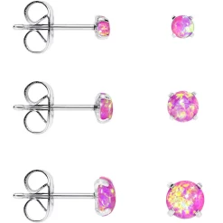 Gaby Pink Synthetic Opal Stainless Steel Post Stud Earring Pack Set Of 3 -Body Jewelry Store rvpqz2wsir1nm90rqqbc 9de71924 6179 4755 9bec c0f159337dd5