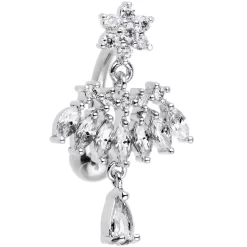 Gaby Clear CZ Pendant Top Mount Dangle Belly Ring