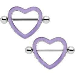 3/4 Purple Glow In The Dark Valentine Heart Nipple Shield Set