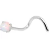 Gaby 20 Gauge White Faux Opal Pronged Left Nose Screw
