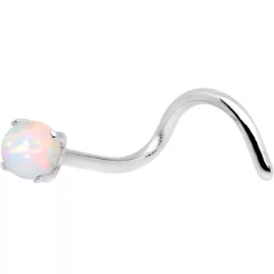 Gaby 20 Gauge White Faux Opal Pronged Left Nose Screw