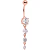 Gaby Clear Gem Rose Gold PVD Stunning Strand Dangle Belly Ring